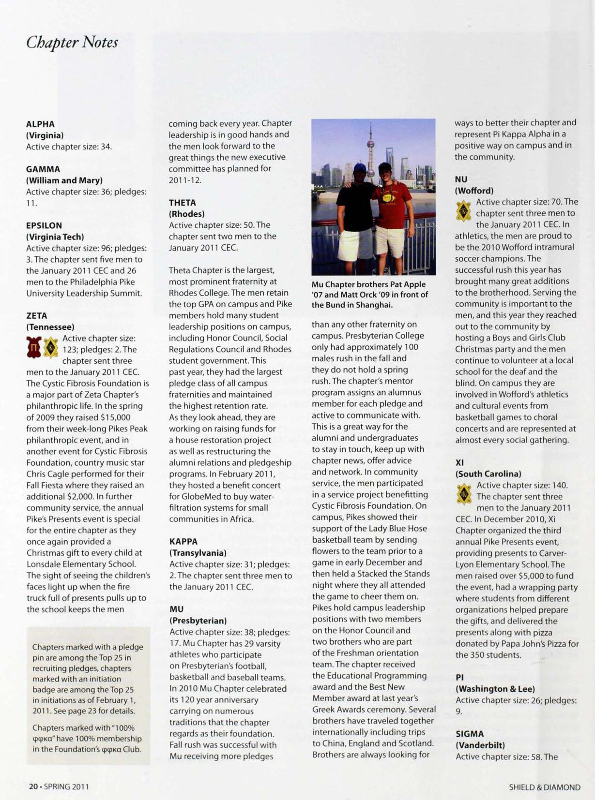 Chapter News, Spring 2011